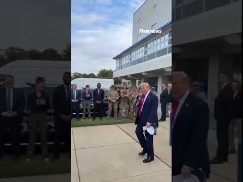 Trump cracks joke before greeting law enforcement #trump #usa #us #news #shorts