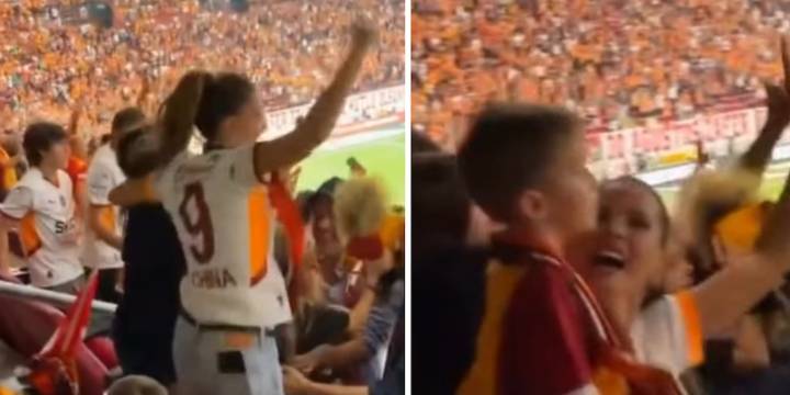 El festejo de la China Suárez luego de que Mauro Icardi convirtiera un gol en el triunfo del Galatasaray
