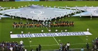 UEFA despliega pancarta en apoyo a niños en zonas de guerra antes de la Supercopa