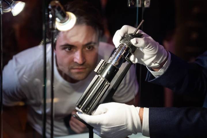 Darth Vader lightsaber expected to sell for millions goes on display in London