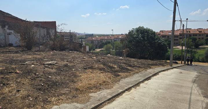 Se quema un solar con pasto seco en la calle Teso de Buenavista