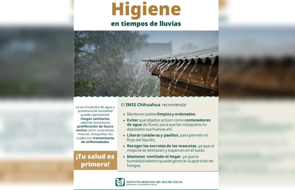 Pide IMSS reforzar acciones para evitar riesgos sanitarios por lluvia