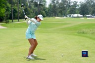 LPGA rookie stands alone as FM Championship leader after rain