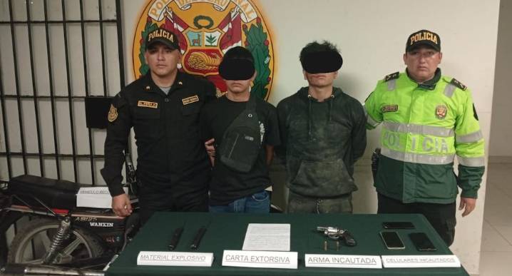 La Libertad: Dos jóvenes caen con arma de fuego y dos cartuchos de dinamita