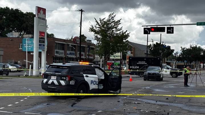 4 hospitalized in collision involving police vehicle Thursday afternoon