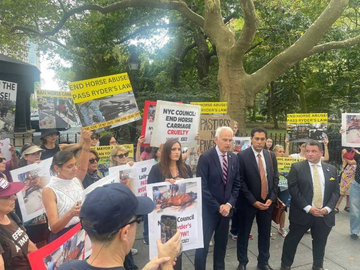CM Holden hosts rally supporting Ryder’s Law as part of efforts to wind down NYC’s horse carriage industry