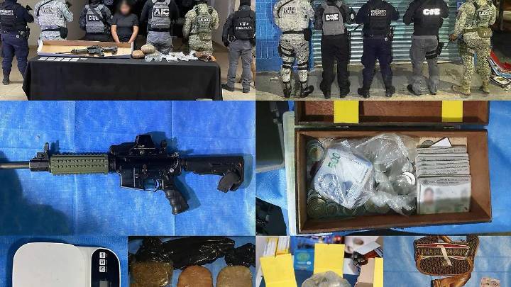 Cateo en Temixco: Detienen a mujer y aseguran drogas, dinero y un arma larga