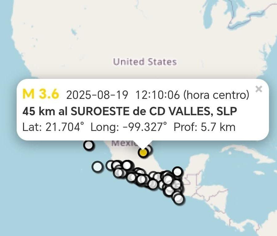 Sismos en Valles y Ébano; no se reportan afectaciones