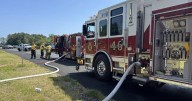 Car veers off parkway, hits trees, catches fire in Somers Point