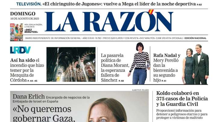 Portada de LA RAZÓN del domingo 10 de agosto de 2025