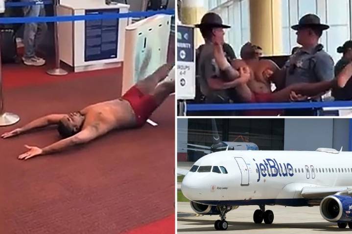 JetBlue passenger strips naked, moons passengers at airport gate