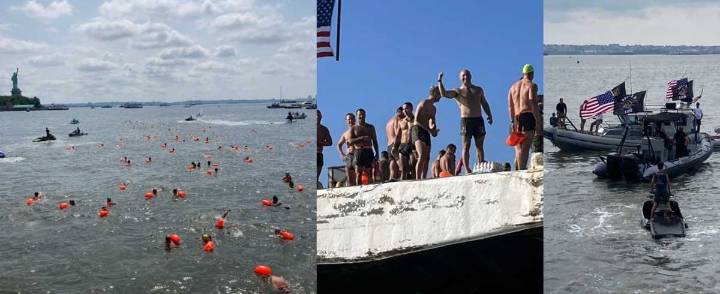 Veterano SEAL de la Marina nada en el río Hudson para honrar a los héroes caídos