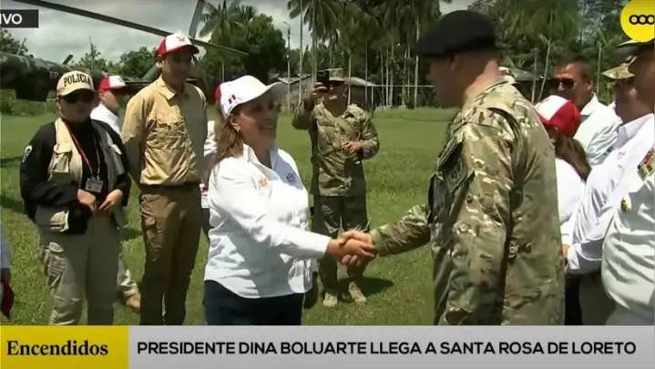 Dina Boluarte llegó a Santa Rosa de Loreto en medio de impasse diplomático con Colombia