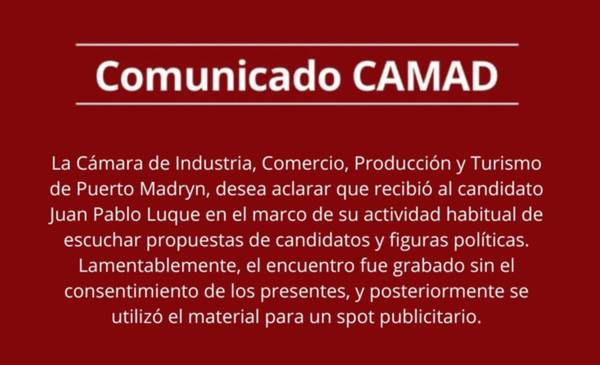 La CAMAD se despegó de Luque y cuestionó la utilización electoral de una reunión privada que fue grabada sin consentimiento