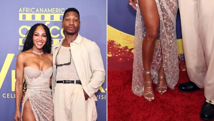 Meagan Good Adds Silver Wrap Stilettos to Her Strappy Sandal Rotation