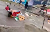 De terror! Tianguistas son arrastrados tras fuertes lluvias en Aguascalientes