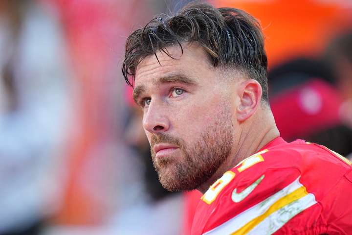Travis Kelce Beams After Surprise Visit at Training Camp