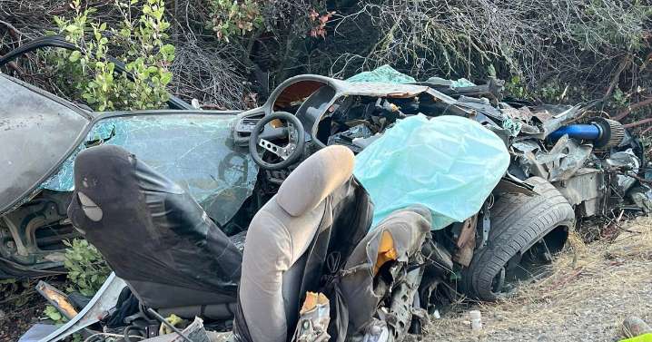 Calaveras County crash leaves car destroyed, driver still able to run away