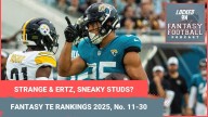 Brenton Strange, Zach Ertz SLEEPERS turned STUDS? Fantasy football tight end rankings, 11