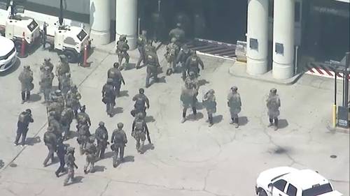 Federal agents conduct operation in Little Tokyo, Los Angeles, outside venue where Newsom announced redistricting plans
