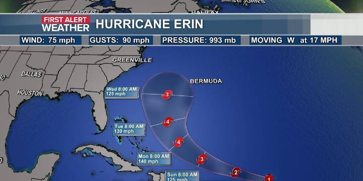 New area to watch joins Erin in the Atlantic
