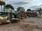 'Extreme discomfort': Firefighters rescue man trapped in playground slide