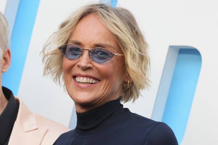 Sharon Stone Wore Flare Jeans on ‘Late Night with Seth Meyers’