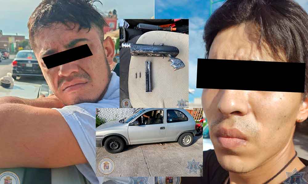 DETIENEN A DOS HOMBRES POR ROBO DE AUTO Y PORTACIÓN DE ARMA EN LEÓN