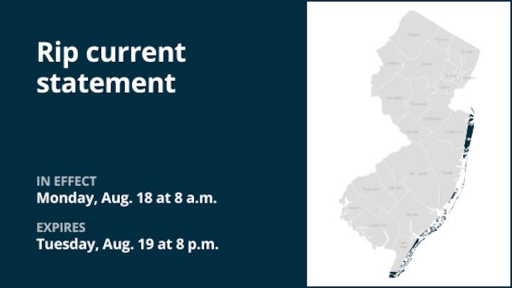 Rip current statement for 4 N.J. counties for Monday and Tuesday