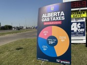 Canadian Taxpayers Federation highlight gas taxes at Edmonton gas station