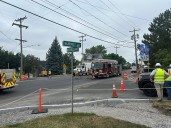 Gas pipe break near I-690 West in Syracuse causes traffic back ups