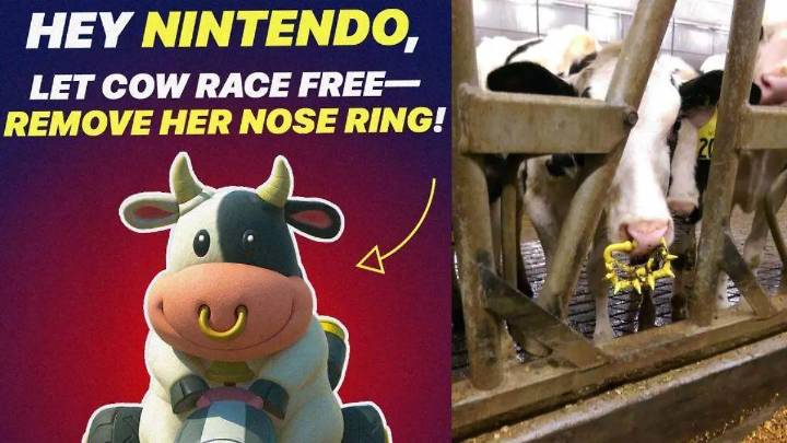 PETA vs. Nintendo: la vaca de Mario Kart desata debate por un aro en la nariz