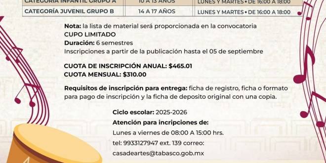 Abre Secretaría de Cultura inscripciones para la Escuela de Iniciación Artística “Casa de Artes José Gorostiza”