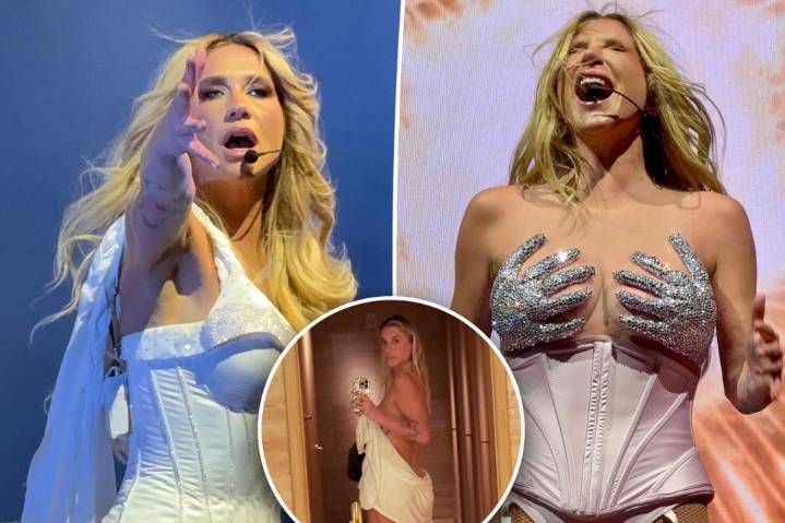 Kesha strips down for bathroom selfie, shares wild message