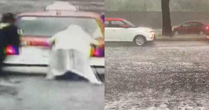 ¡Aguas con la granizada! Reportan fuertes lluvias en la CDMX; reportan autos varados en inundaciones