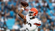 Browns rookie Shedeur Sanders throws 2 TD passes in first half of NFL preseason debut vs Panthers