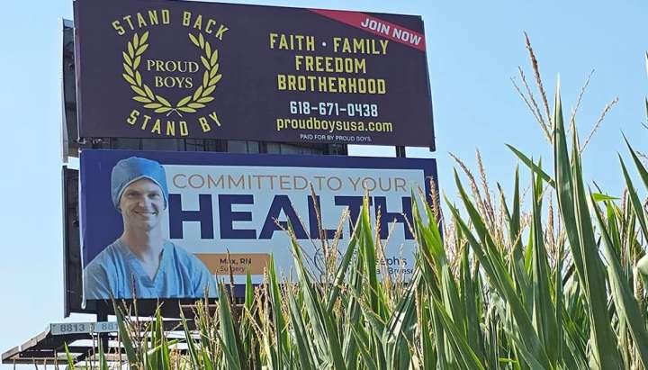 Billboard promoting far-right group Proud Boys springs up in southern Illinois