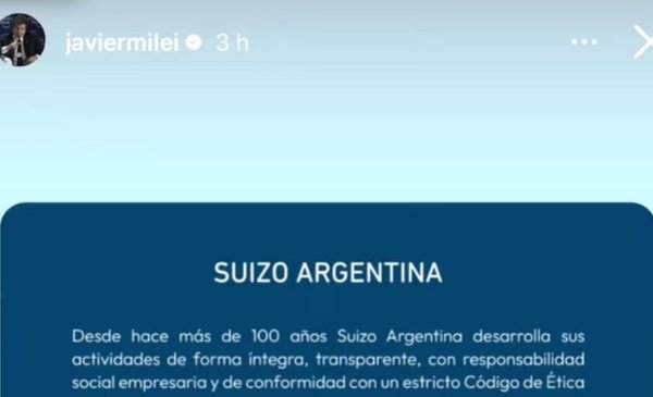 Escándalo por presuntas coimas: Milei difundió en sus redes un comunicado de la droguería Suizo Argentina