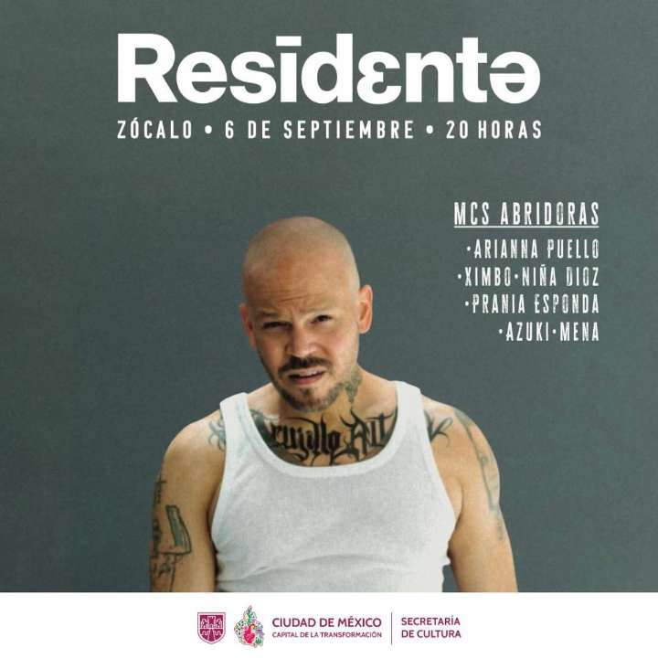 Residente se presentará en el Zócalo capitalino el próximo 6 de septiembre