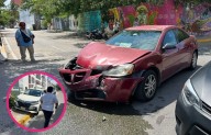 Por choque, taxi es lanzado sobre banqueta y atropella a transeúnte