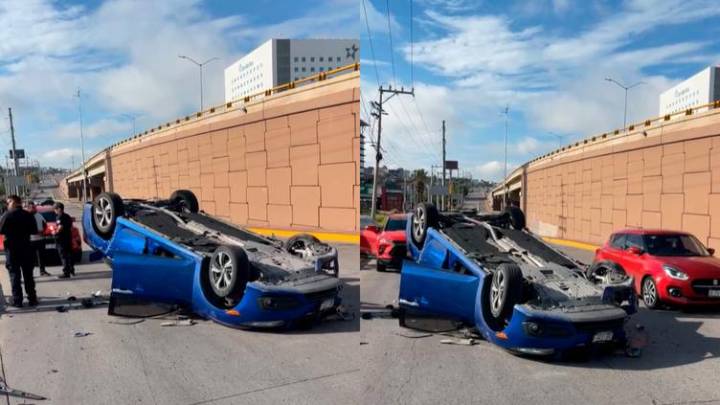 Aparatoso accidente en Periférico de la Juventud; se vuelcan jóvenes