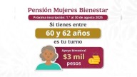 Mujeres Bienestar 60-64 años: Calendario de inscripción del 18 al 23 de agosto
