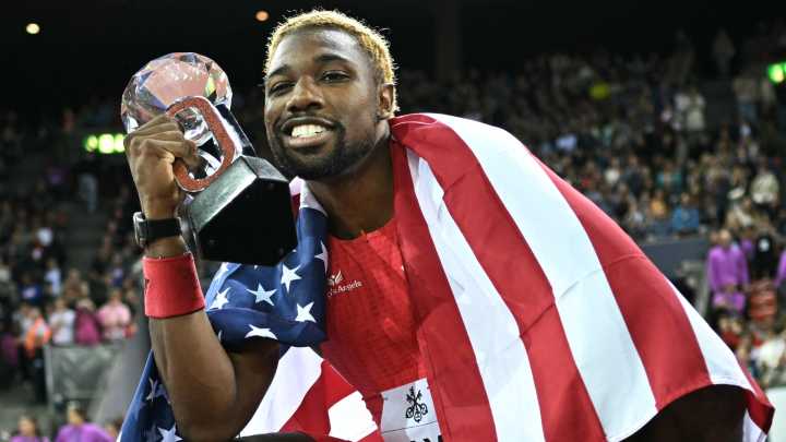Noah Lyles chases down Olympic champion to set record with stunning $30k win