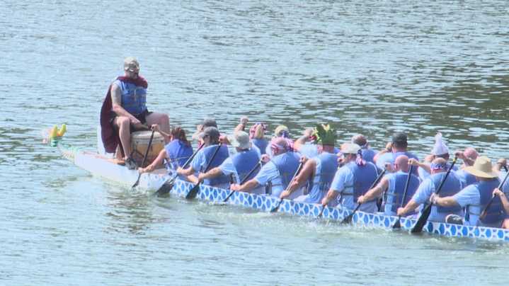 Dragon boat racers paddle away at Nesbitt Park