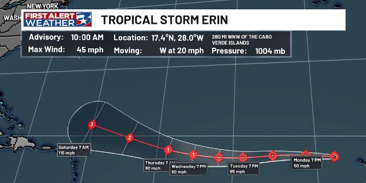 Tropical Storm Erin forms in the Atlantic