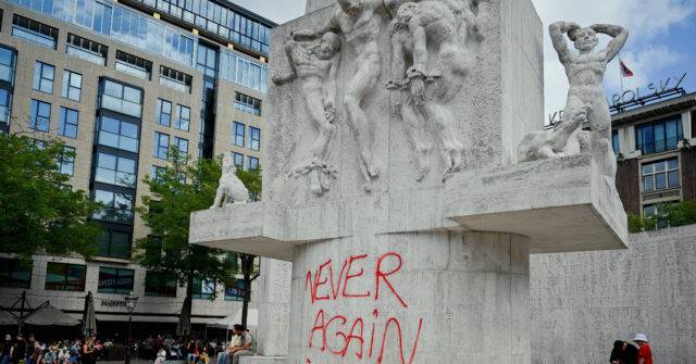 WATCH: Trans Pro-Palestine Protester Defaces Dutch War Memorial