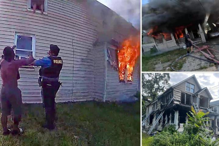 Bodycam shows New Jersey child, 8, leap from second-story window into officer's arms as blaze engulfs home