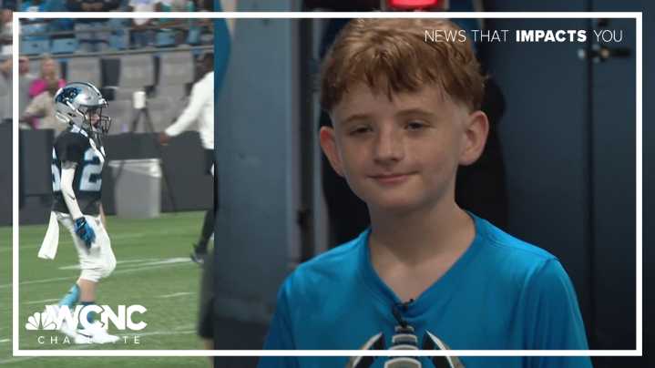Young cancer warrior scores for Panthers as quarterback for a day