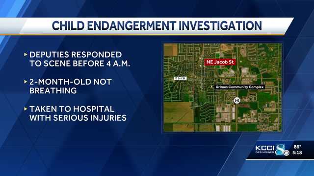 Iowa crime: Grimes infant hospitalized with serious injuries