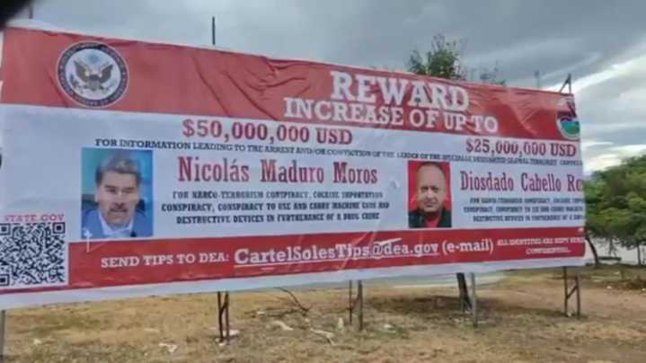 En la frontera instalan valla con recompensas de EE. UU. contra Maduro y Cabello